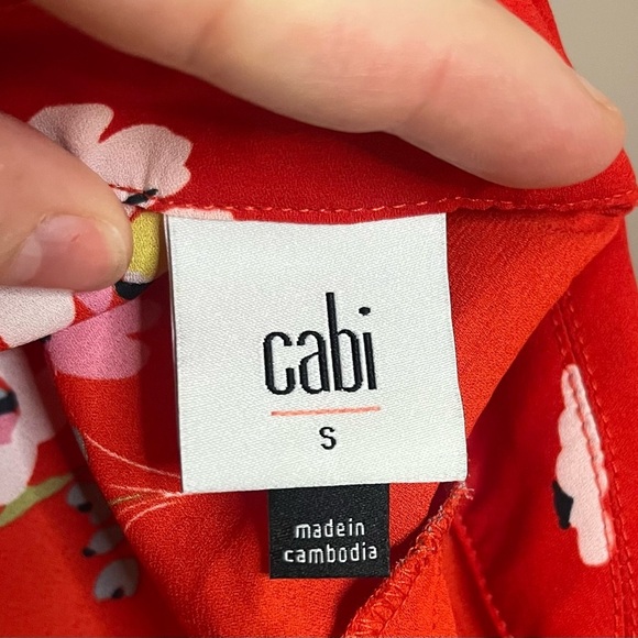 CAbi Red Floral Button-Up Midi Dress - Size S - Picture 7 of 8